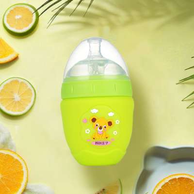 Mumprince Food Grade BPA Free Glass Feeding colorful bear silicone protective cover Baby Bottle